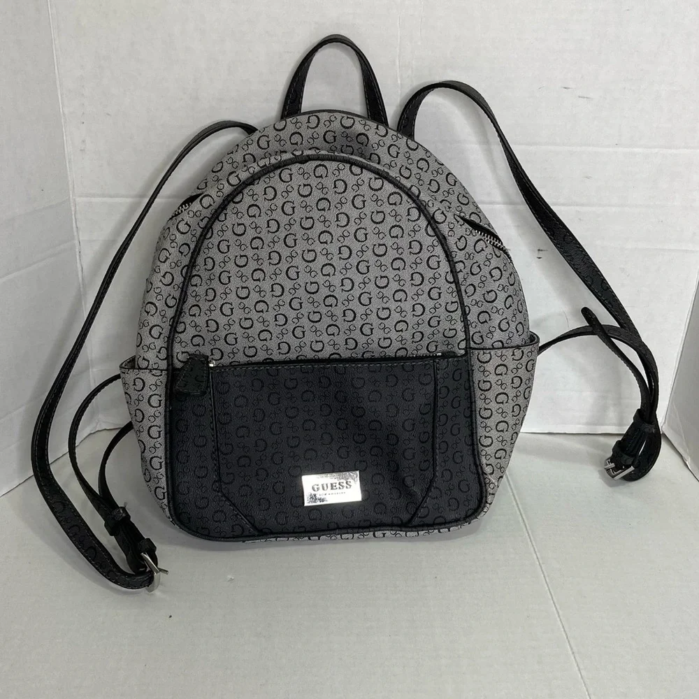 Guess Gray Signature Backpack Purse Bag